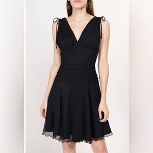 VTG Y2K Express Black Silk Mini Party‎ Dress whimsygoth Goth Fairycore 2000’s 8